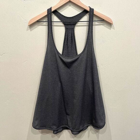 Lululemon Dark Heather Gray Stripe Racerback Tank Top - Picture 1 of 11
